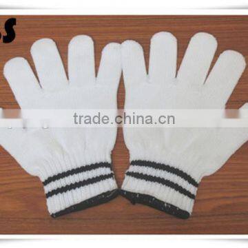 BSSAFETY Black and white strips wrist nylon household safety gloves, garden work gloves