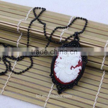 Fashion Jewelry Necklace Steampunk Necklace Beauty Silhouette Black Cameo Pendant 2015 New Party Dress Made in China Yiwu photo-2