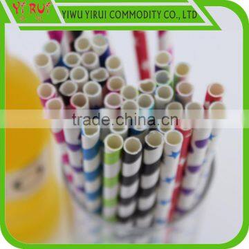 197 mm food grade paper drinking straws with decoration