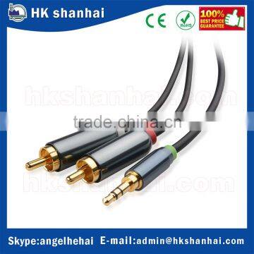 3.5mm stereo plug 2RCA stereo y splitter audio cable connect smartphone/tblet to TV/AC Receiver/HIFI Audio Amplifier/Radio