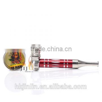 JL-207 Red Metal Wholesale Smoking Pipe with Grinder Set Yiwu JIju Tobacco Pipe