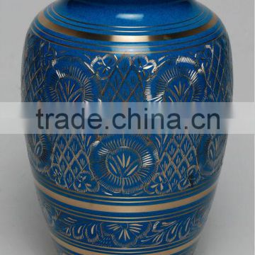 Wholesale Blue Metal Brass Funeral Adult Cremation Urns for Ashes