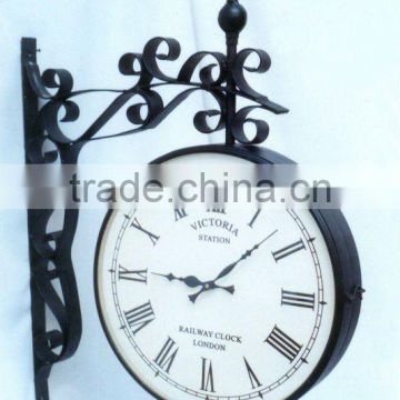 14 inch decorative hanging metal wall clock with black antique finish