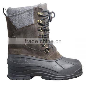 Mens Leather Waterproof Pac Winter Snow Boots With TPR Bottom