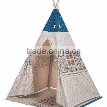 Children Teepee Play Tent With Windows and Play Mat-White airplane Pattern