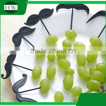 eco plastic tableware cartoon mustache beard fruit fork set