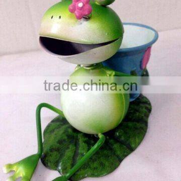 Garden Decoration Sitting Frog Metal Frog Garden Art Metal Garden Decoration Gerden Decor Stakes Metal Frog With Frlower Pot photo-3