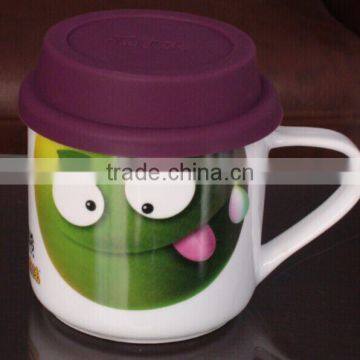 8oz porcelain mug with silicone lid ceramic mug with lid new bone china mug with lid