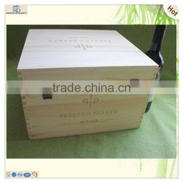 Unfinished Hinged Fixing Support 6 Bottles Wooden Wine Case photo-6