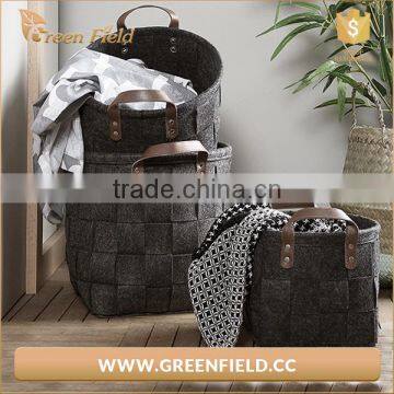 Excellent Quality Woven Handmade Felt Basket Bedroom Toys Storage Bag photo-2