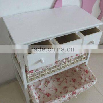 Wooden Home Furniture / Wood Storage Cabinets With Woven Baskets photo-4