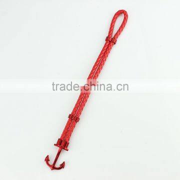 Fashion Jewelry Hot Sale Wax Rope Multilayer Leather Men Anchor Bracelets photo-3