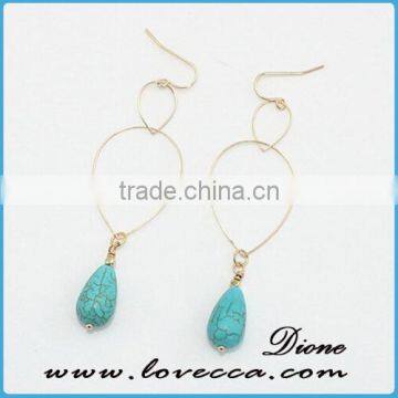 Natural Gemstone Earring Stud Jewelry Real Turquoise Green Stone Earring photo-3