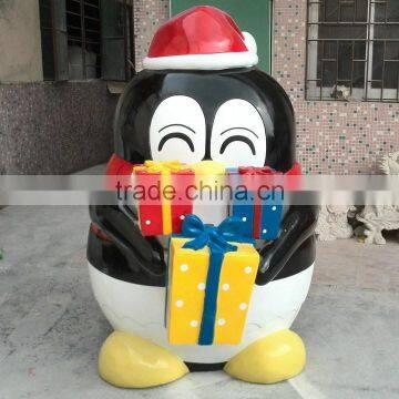 Customized made big penguin with gift box decoration