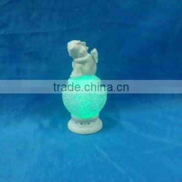 wholesale ceramic angel figurine with light for home decoration