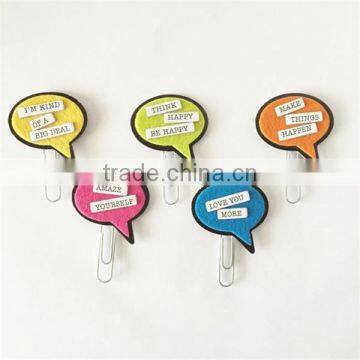 2017 Felt Word Bubble Paper Clips for girls in China