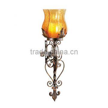 Glass Wall Sconce Candle Holder Iron Craft For Home Decoration