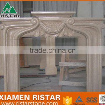 Natural yellow marble fireplace surround mantel RST-FP-DLS127
