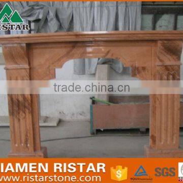 For sale yellow wooden vein marble fireplace surround mantel RST-FP-K034