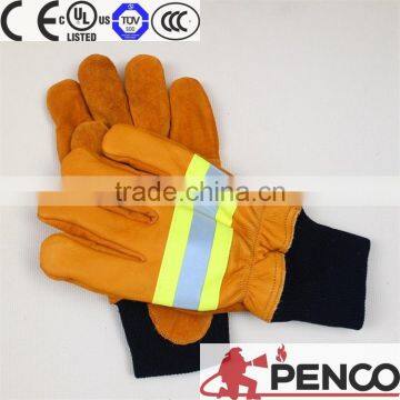 Safety Elastic Cuff 3m Reflective Fire Retardant Cow Leather Fireman Security Firefighter Hands Fingers Protected Gloves photo-6