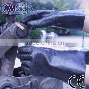 NMSAFETY Cotton interlock double coated PVC glove, sandy finish gauntlet length 30cm working glove