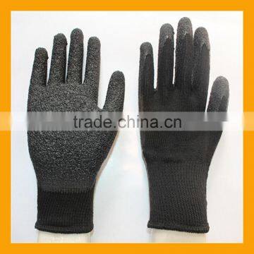 Black Industrial Heavy Work Grip Latex Dipped Gloves