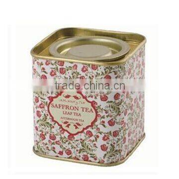 small square loose tea tin box