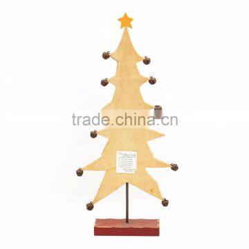 2017 New Design Mini Table Xmas Tree Decoration Carving Wood Artificial Christmas Tree With Bells photo-3