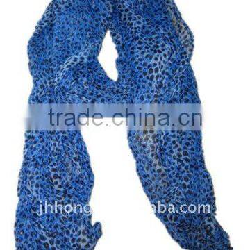 blue leopard chiffon scarf