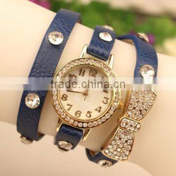 2014 High Quality Women Leather Vintage Watches With Bow photo-2