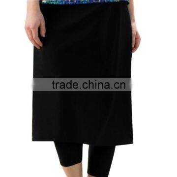 New Design Summer Casual Skirt Knee Length Plain Black Swim Skirt with Leggings Attached For Beach Wear