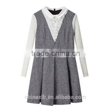Winter Women Long Sleeve Dress Knitted Plaid Fashion Dress Casual Party Dress photo-6
