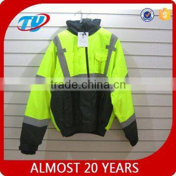 yellow and navy mens safety winter jacket coat