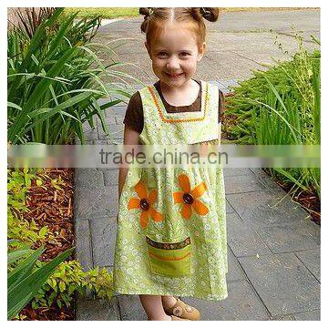 joyous and bright yellow thanksgiving Toddler/kids sunflower print Smock dress