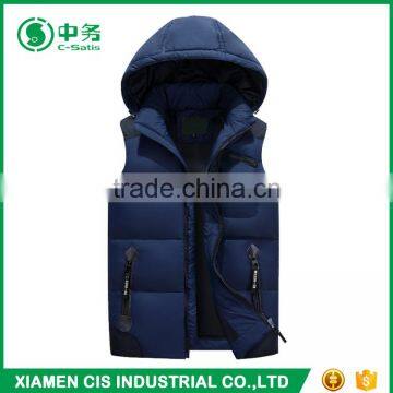 New Product Comfortable Warm Outwear Mens Winter Duck Down Vest With Hood photo-3