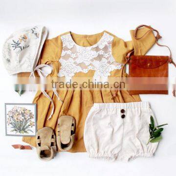 Beautiful Kids Model Dresses Ruffle Dress Children Long Sleeve Linen Design photo-5