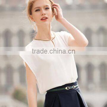 F20037B Western Style Simple Lady Shirt Chiffon t Shirt photo-2
