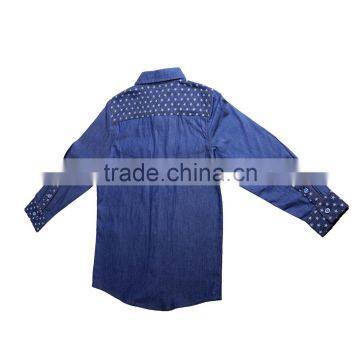 2016 Children Wear Spring Quarter Printed Denim Shirts