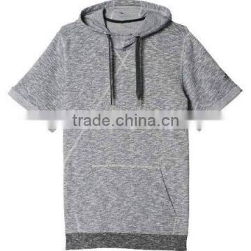 2017 Spring China OEM tshirt with hood Men's Light Grey Heather SizeS- XL multiple pantone color