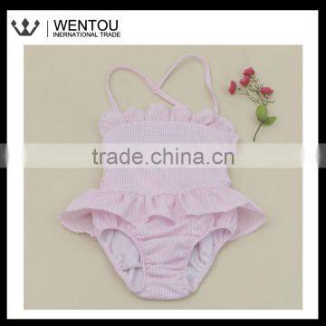 Monogrammed Girls Seersucker Blank Swimsuit photo-6