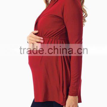 RED LONG SLEEVE MATERNITY/NURSING TOP photo-2