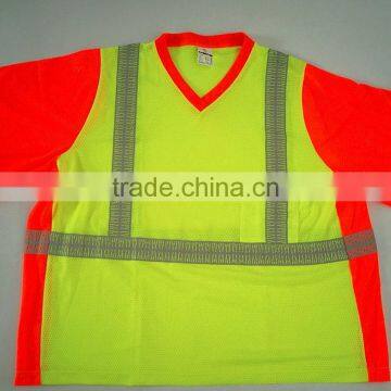 Contrast Short Sleeve V-neck Breathable Protective T-shirt photo-5