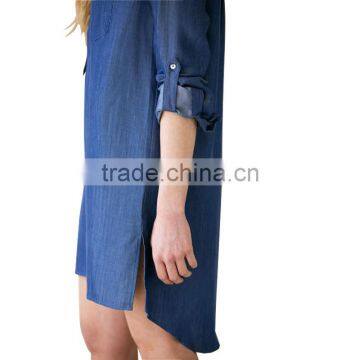Fashion Denim Tops Women Dress With Pure Color Long Sleeve Cowboy Dress for Women 2017 photo-4