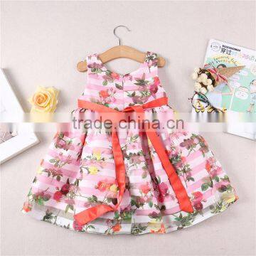 Wholesale Summer Bowknot Flower Design Kids Clothes Girls Dresses Baby photo-2