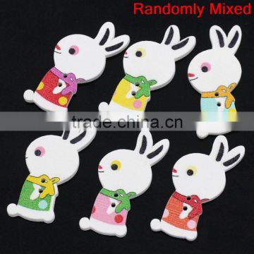 Cheap Wholesale Scrapbooking Rabbit Animal Mixed 2 Holes Wood Sewing Buttons