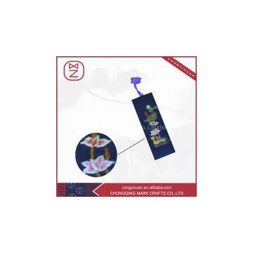 Cheap custom shape custom embroidery design bookmark with tassels for little kids