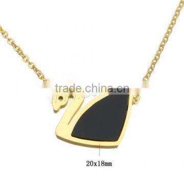 New Stainless Steel  Swan shape gold plated pendant Necklace