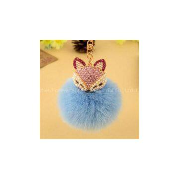 New Arrival Hot Selling Fox Fur Pearl Rhinestone Charm Ball Pearl Chain For Car Ornament With Key Ring