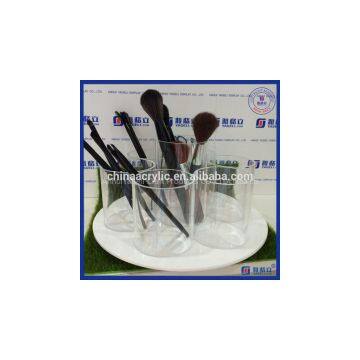 Rotating Acrylic Makeup Brush Display Holder with 6 Round Holes