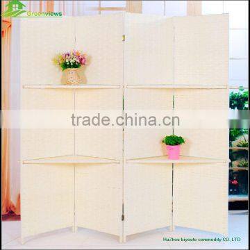 Wooden 4-Panel Folding Screen/Room Divider with Hand-Painted Flowers GVSD031